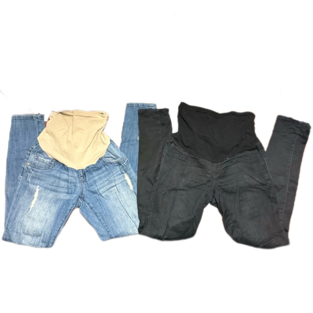 Set of 2-Indigo Blue Premium Denim brand Maternity Secret Fit Belly Stretch Jean
